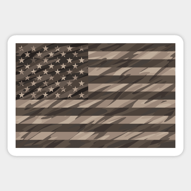 Patriotic Desert Tan Camo USA Flag Sticker by hobrath